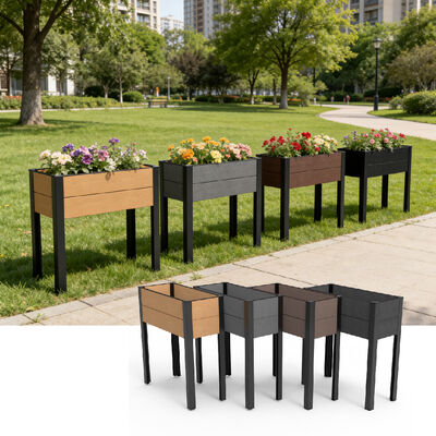 سرير الحديقة المعاصر المرتفع مع مقاومة للماء مضاد للحريق الخشب البلاستيكي المركب الصديق للبيئة للخارج